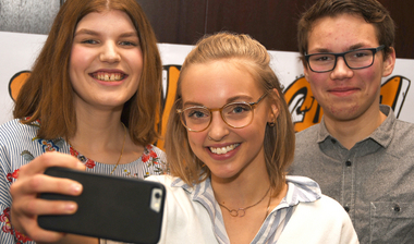 Selfie bei der Pressekonferenz